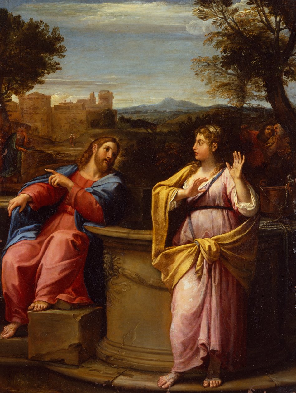 Kristus og kvinnen i Samaria ved brønnen (olje) av Francesco Albani