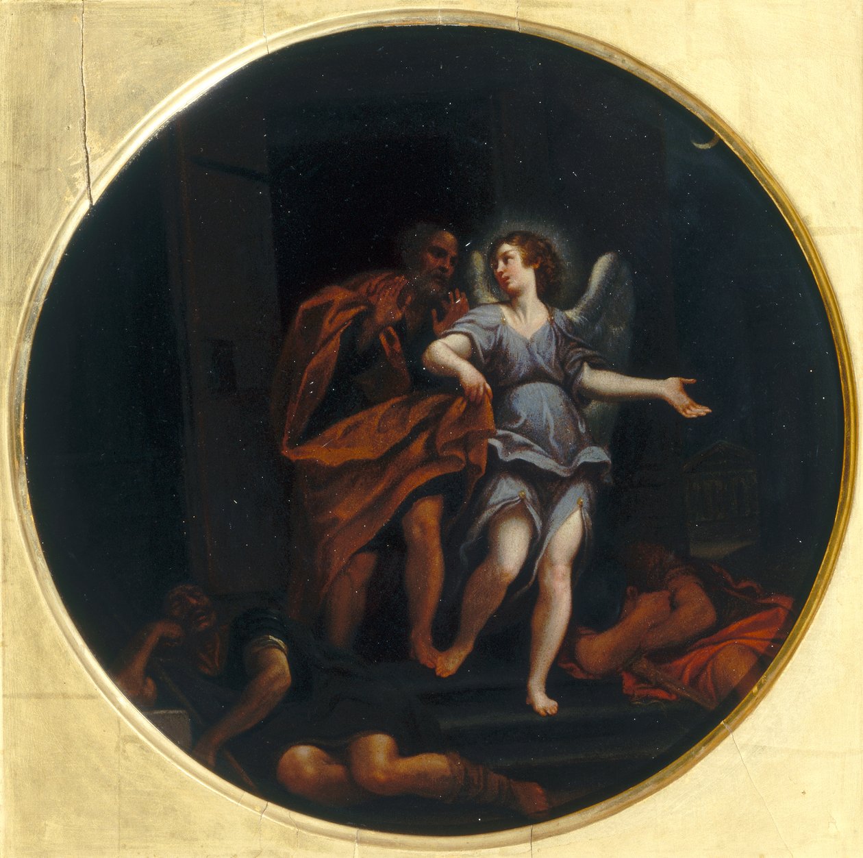 St. Peter løslatt fra fengsel av Francesco Albani