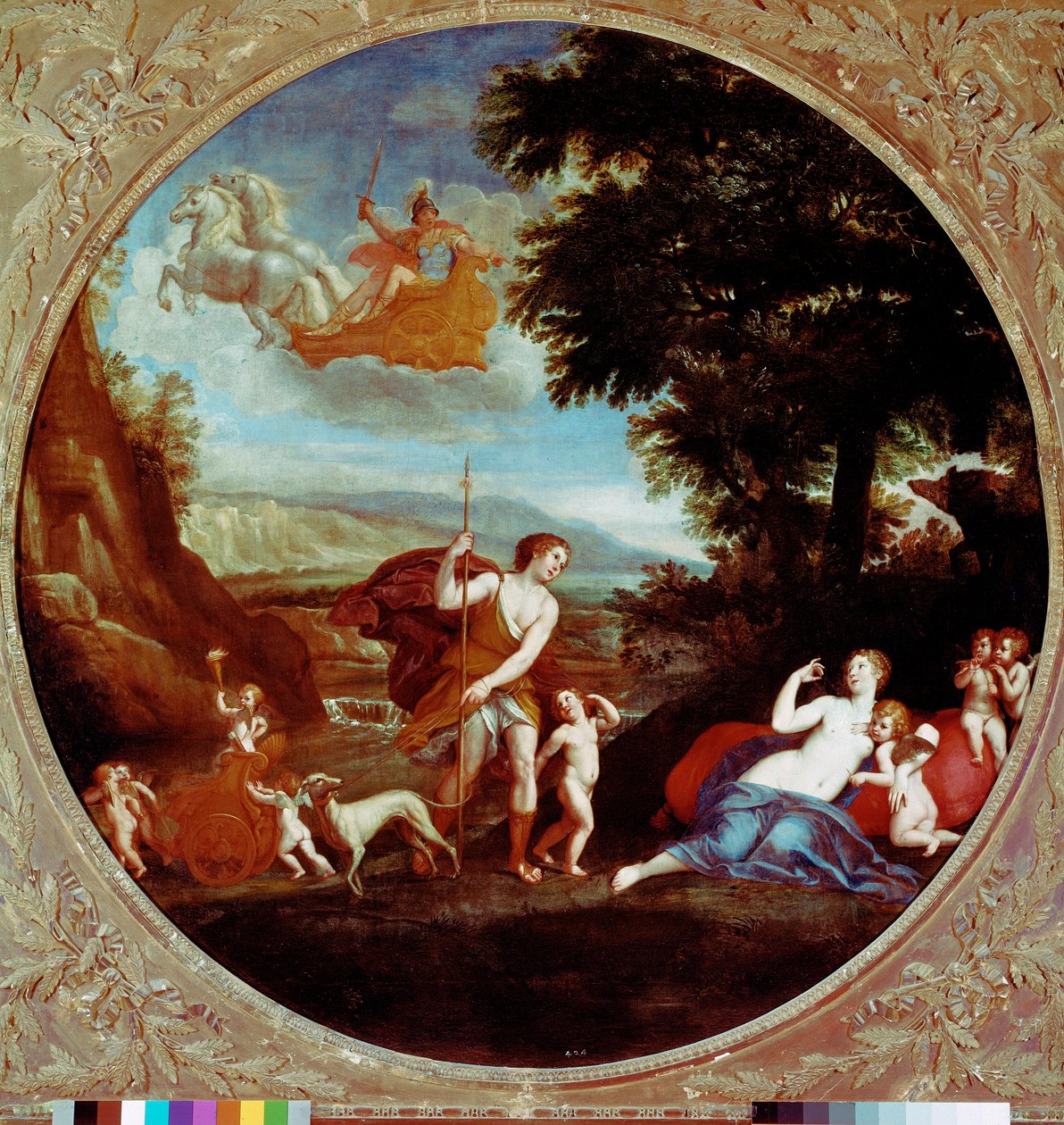 Venus og Adonis Maleri av Francesco Albani (1578-1660) sa det albanske Roma fra 1600-tallet, Galleria Borghese av Francesco Albani