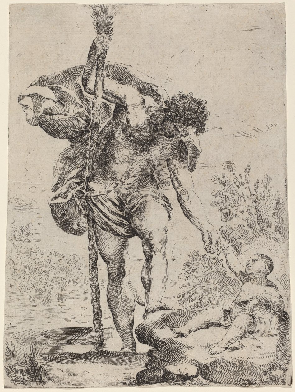 Den hellige Christopher som gir hånden til Jesusbarnet, 1650-tallet. av Francesco Amato