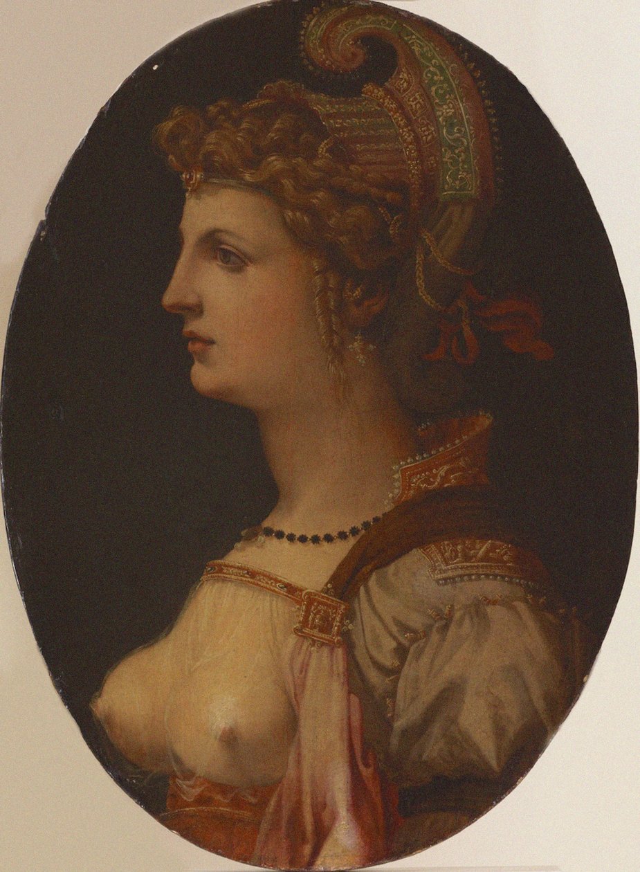 Ideelt portrett av en dame Portrett av Vittoria Colonna. av Francesco Bacchiacca