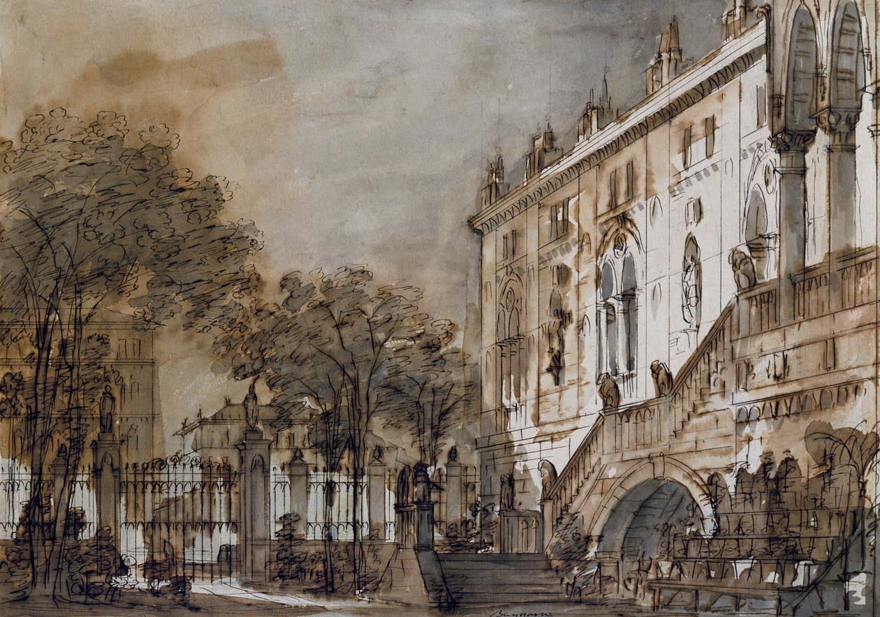 Scenografi av Francesco Bagnara for Otello, opera av Rossini, for forestilling på La Fenice Theatre i Venezia av Francesco Bagnara