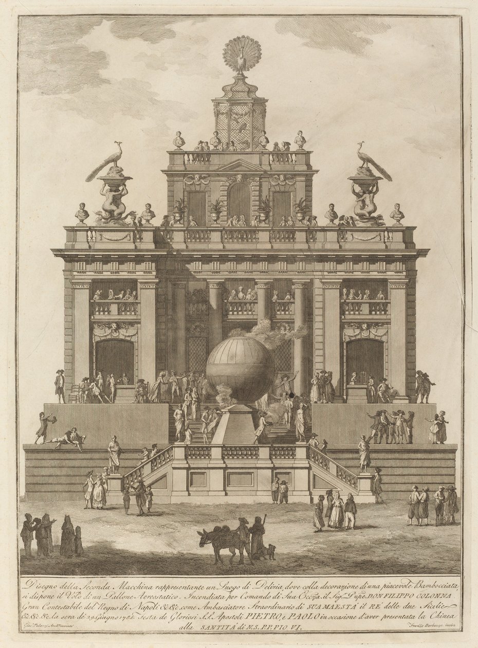 Et sted for glede med en luftballong, for Kina-festivalen, 1785. av Francesco Barbazza
