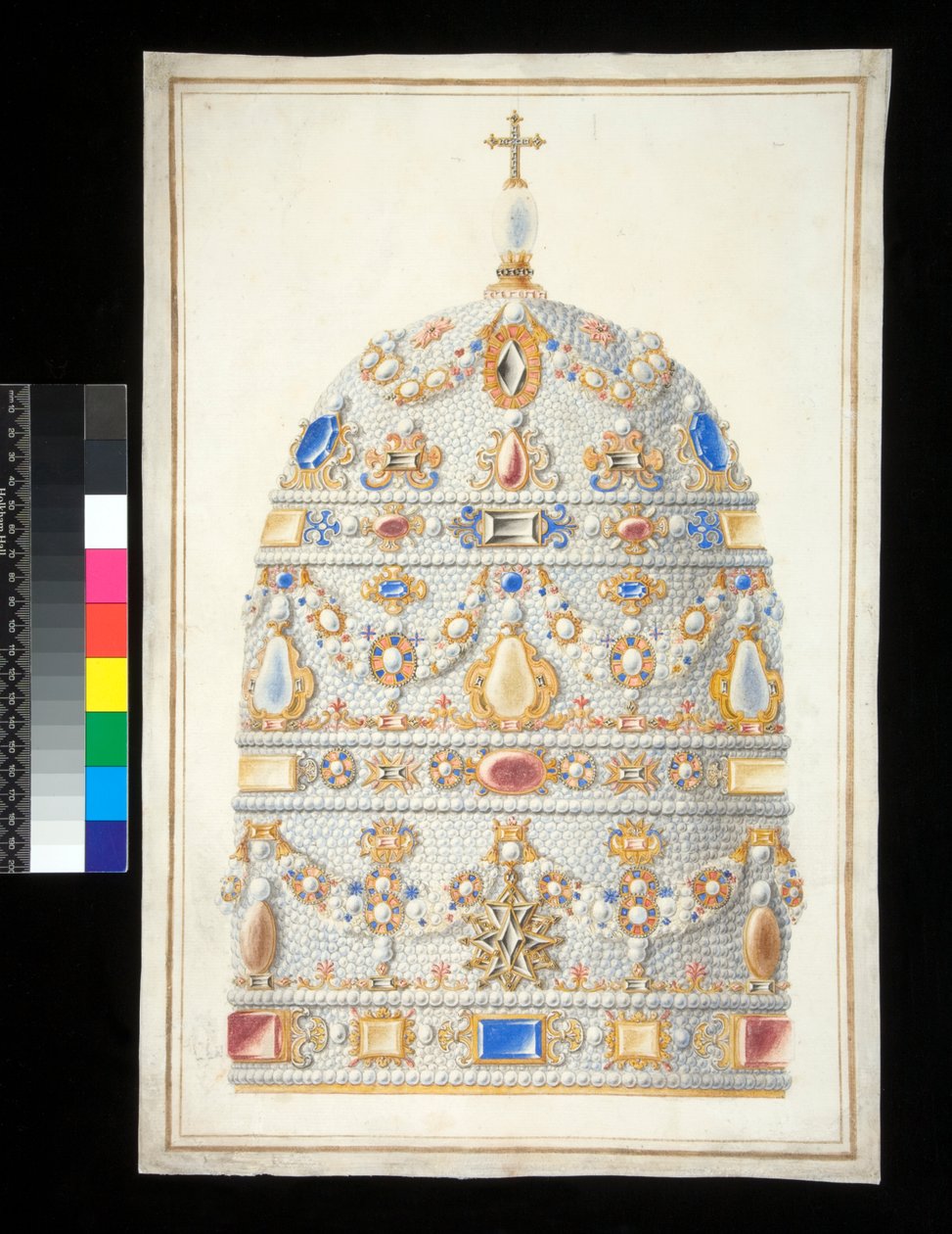 En pavelig tiara (akvarell) av Francesco Bartoli