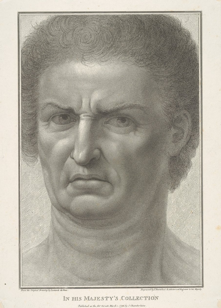 Mannsansikt, sett forfra av Francesco Bartolozzi