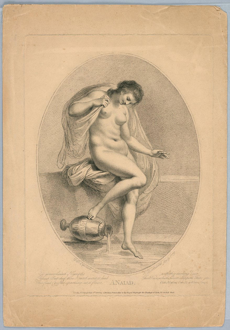 En Naiad (kvinne som går inn i et bad) av Francesco Bartolozzi