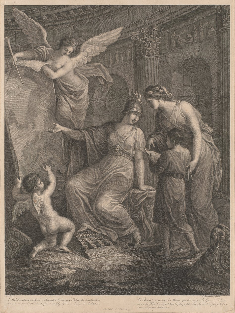 En student føres til Minerva av Francesco Bartolozzi