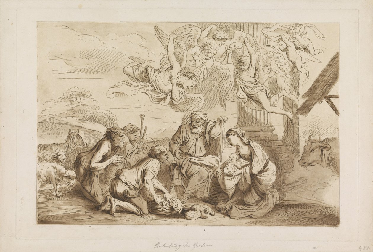 Tilbedelse av hyrdene Gamle og nye testamente til Castiglione (serietittel) av Francesco Bartolozzi