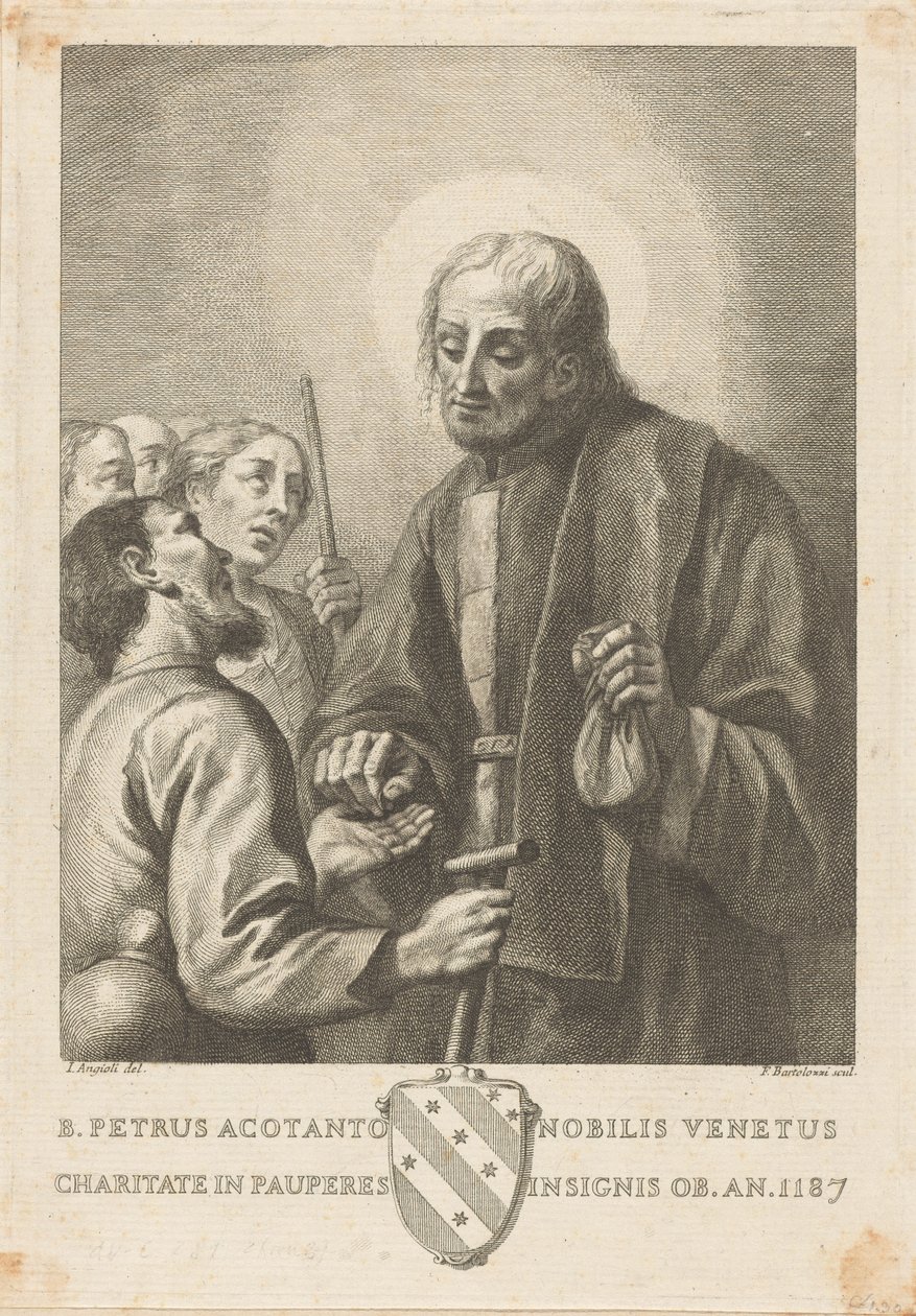 Den salige Petrus Acotanto, venetiansk adelsmann, fremtredende ved sin nestekjærlighet mot de fattige, død i året 1187 av Francesco Bartolozzi