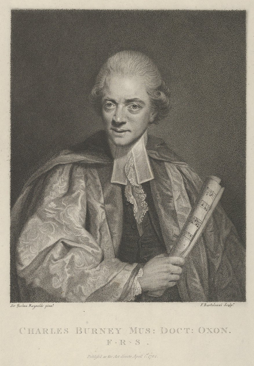 Charles Burney, 1. april 1784., 1. april 1784. av Francesco Bartolozzi