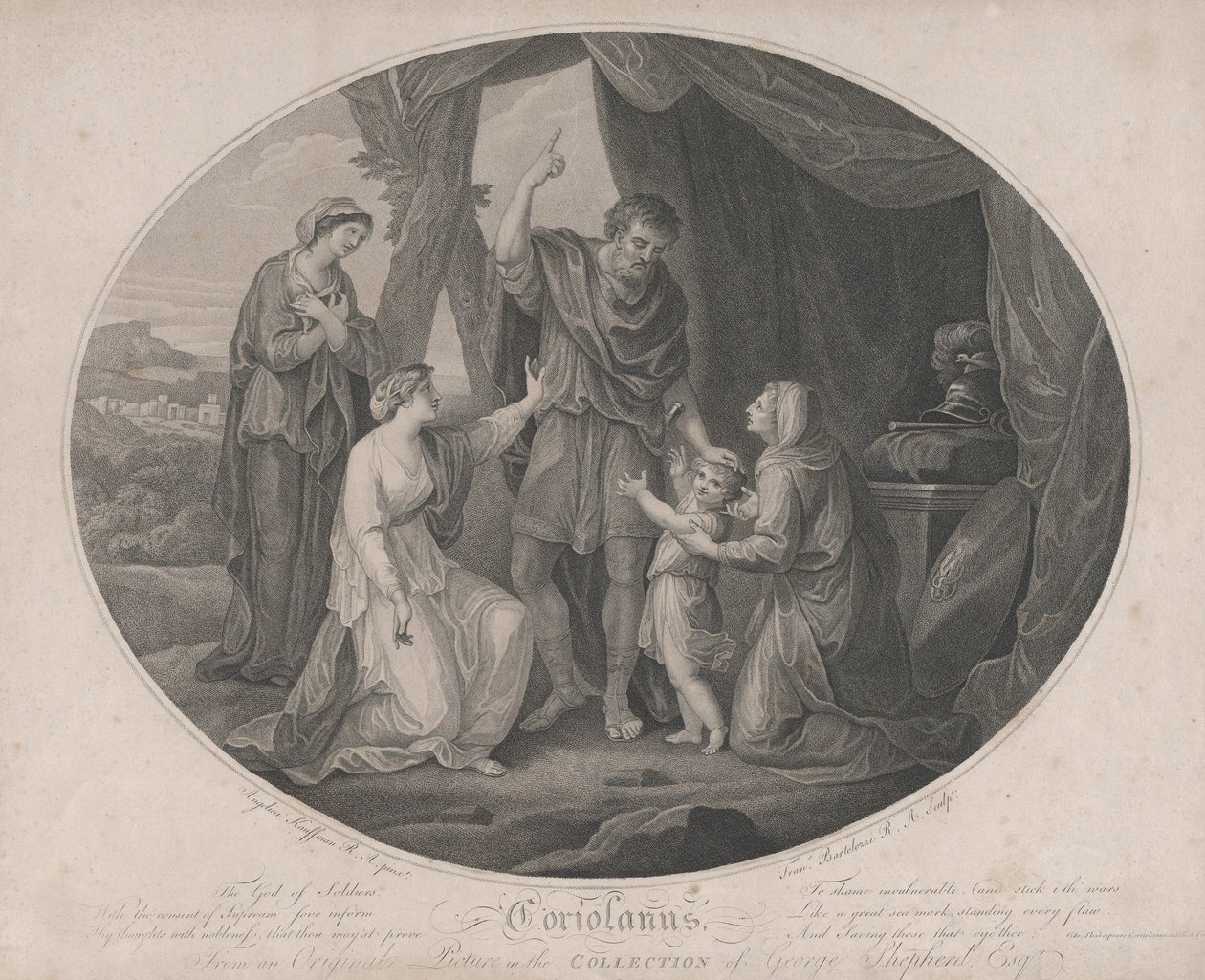 Coriolanus: The God of Soldiers, for å skamme usårbare... Shakespeare, Cori..., 3. november 1785. av Francesco Bartolozzi