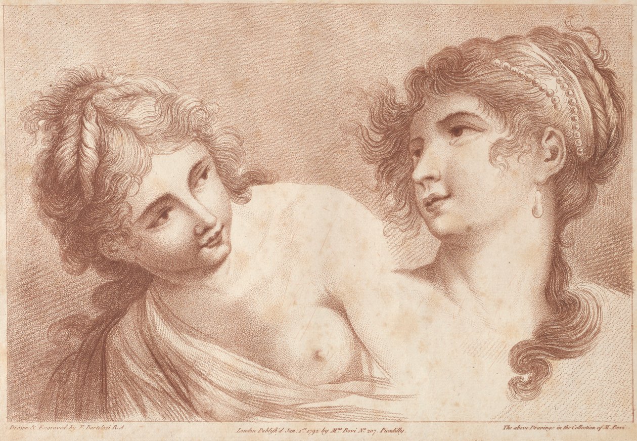 Heads of Two Women, 1792. av Francesco Bartolozzi
