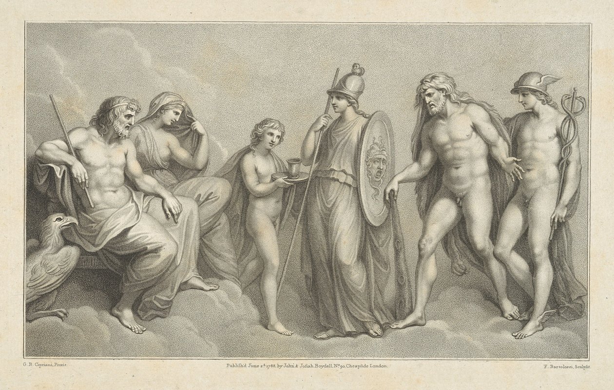 Herkules presenteres for Jupiter og Juno av Francesco Bartolozzi
