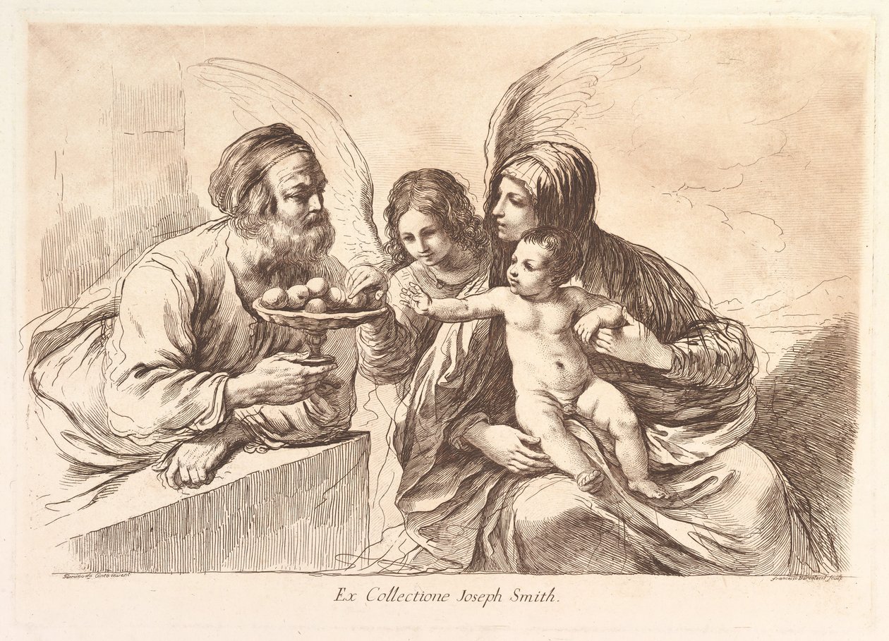 Hellig familie med en engel som tilbyr frukt til Kristusbarnet: Raccolta di alcuni disegni..., 1764. av Francesco Bartolozzi