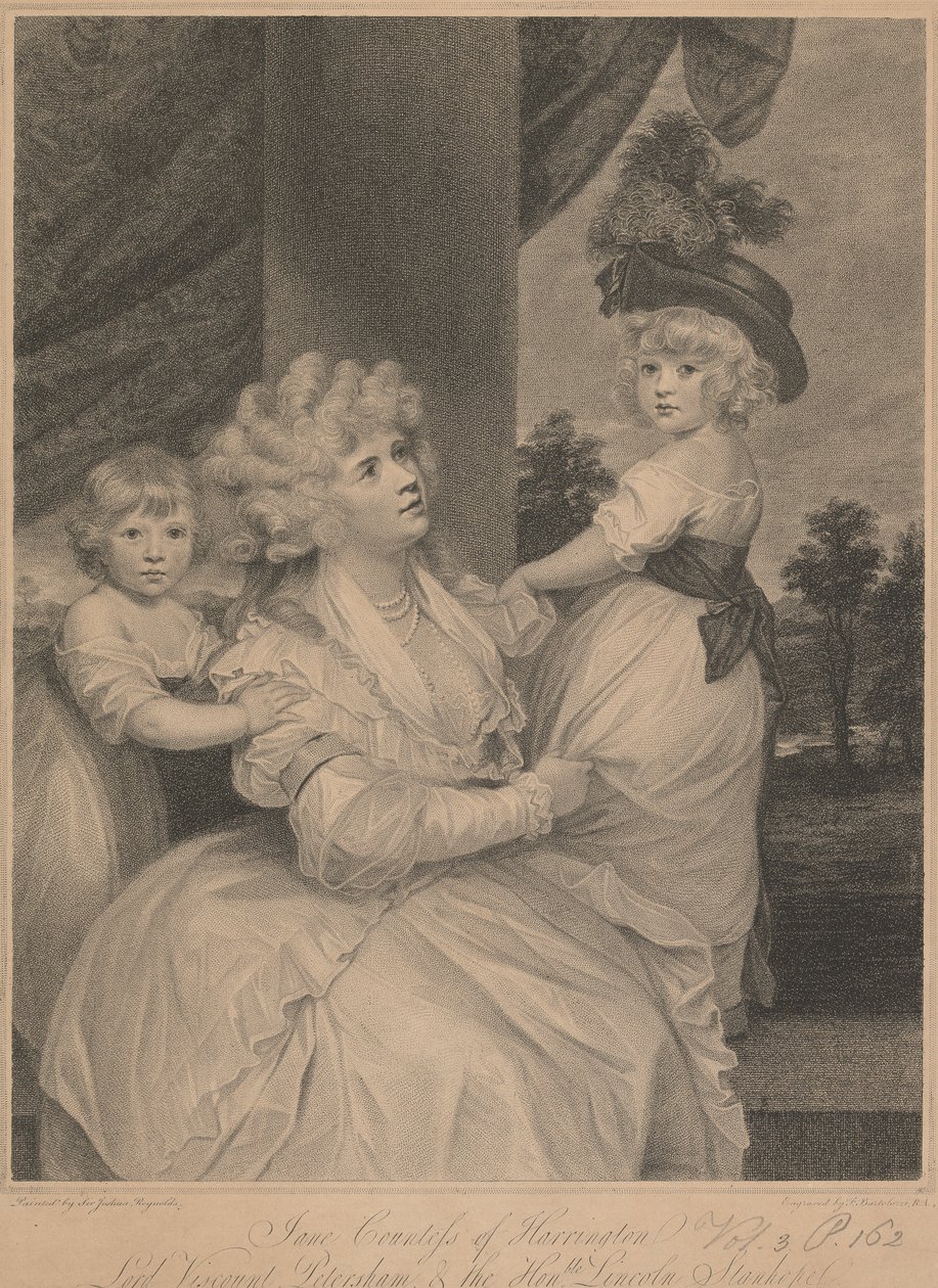 Jane, grevinne av Harrington, Lord Viscount Petersham og den ærede Lincoln Stanhope av Francesco Bartolozzi