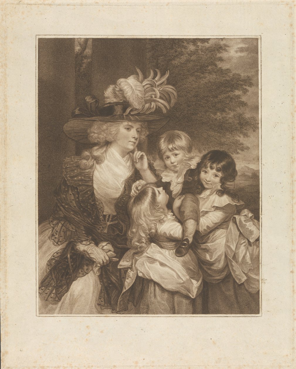 Lady Smith og hennes barn: George Henry, Louisa og Charlotte av Francesco Bartolozzi