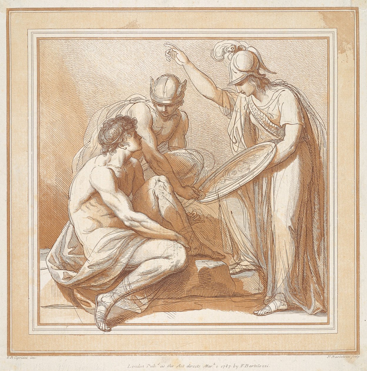 Merkur, Minerva og Paris av Francesco Bartolozzi