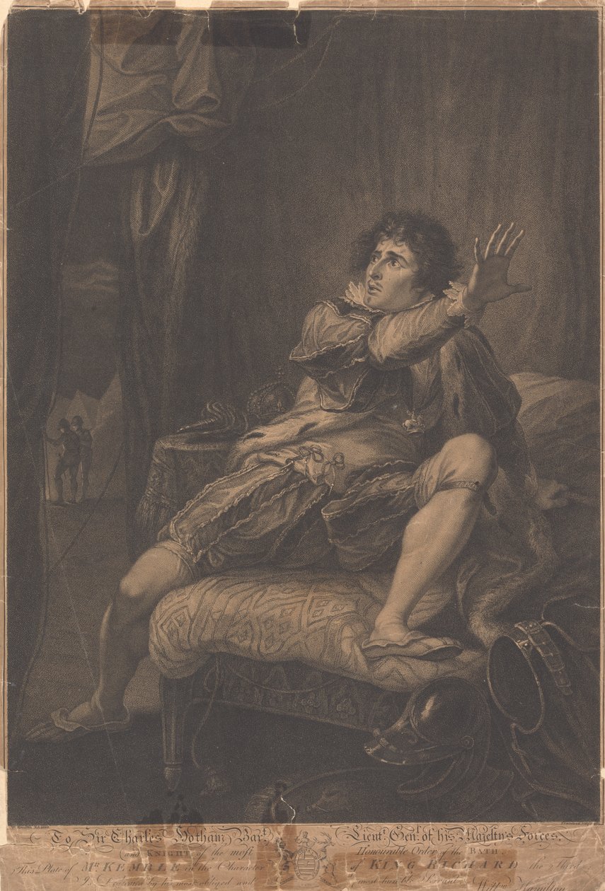 Mr. Kemble i karakteren til kong Richard den tredje - "Richard III," Act V, Scene V av Francesco Bartolozzi