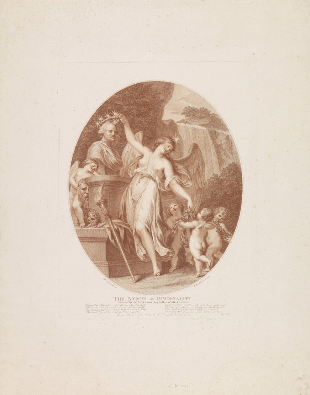 Udødelighetens nymfe The Nymph of Immortality (tittel på objekt) Shakespearean (serietittel) av Francesco Bartolozzi
