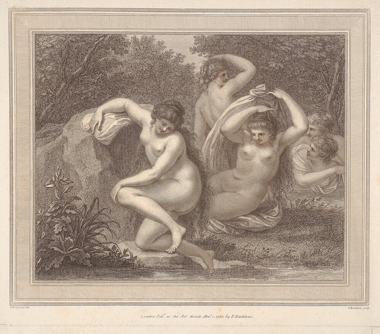 Nymfer og Diana bader av Francesco Bartolozzi