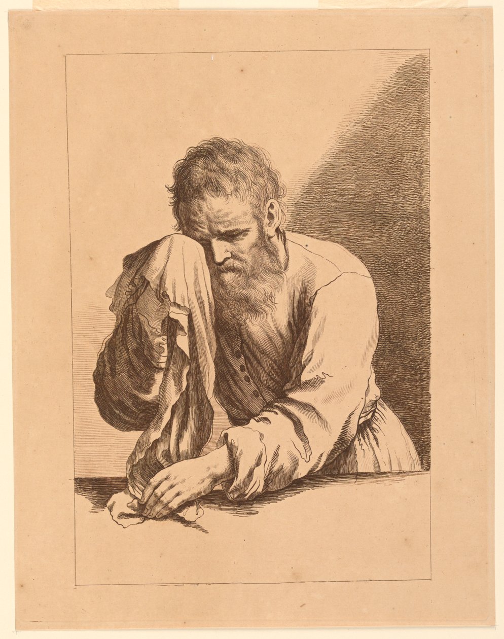Old Man Weeping, etter en tegning av Guercino av Francesco Bartolozzi