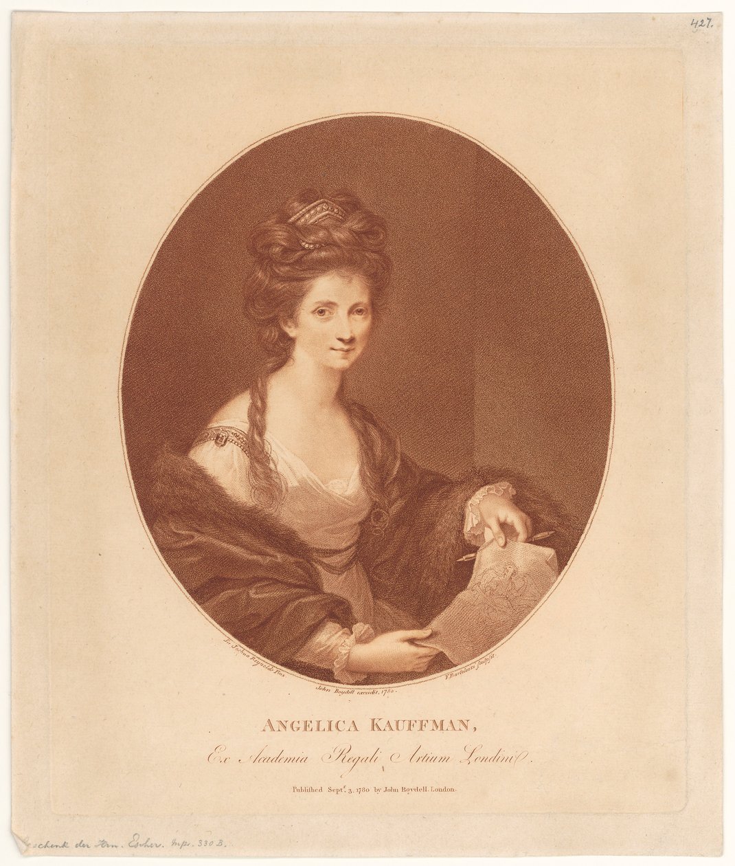 Portrett av Angelika Kauffmann av Francesco Bartolozzi