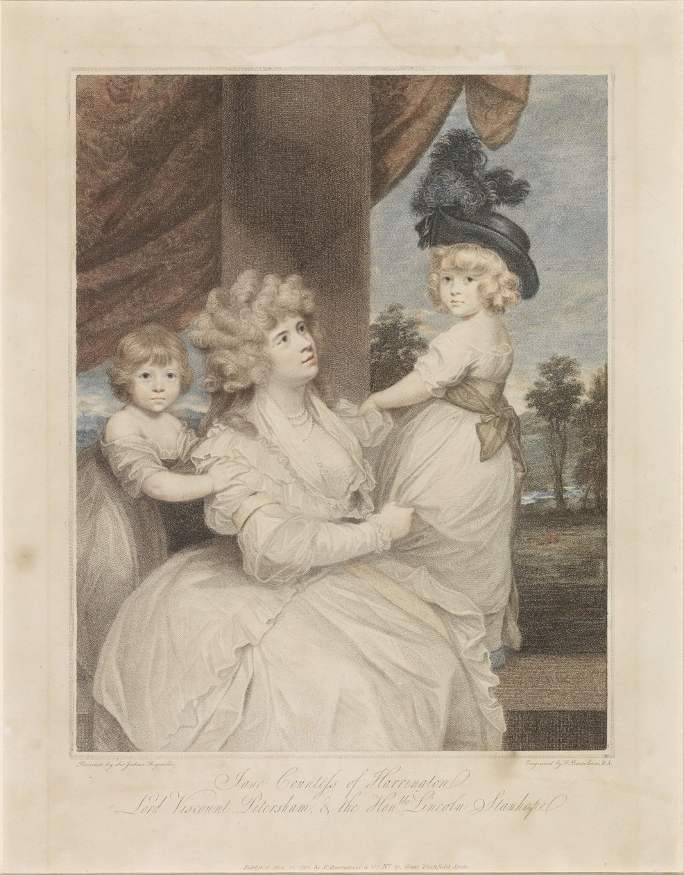 Portrett av Jane Stanhope med sine to barn av Francesco Bartolozzi