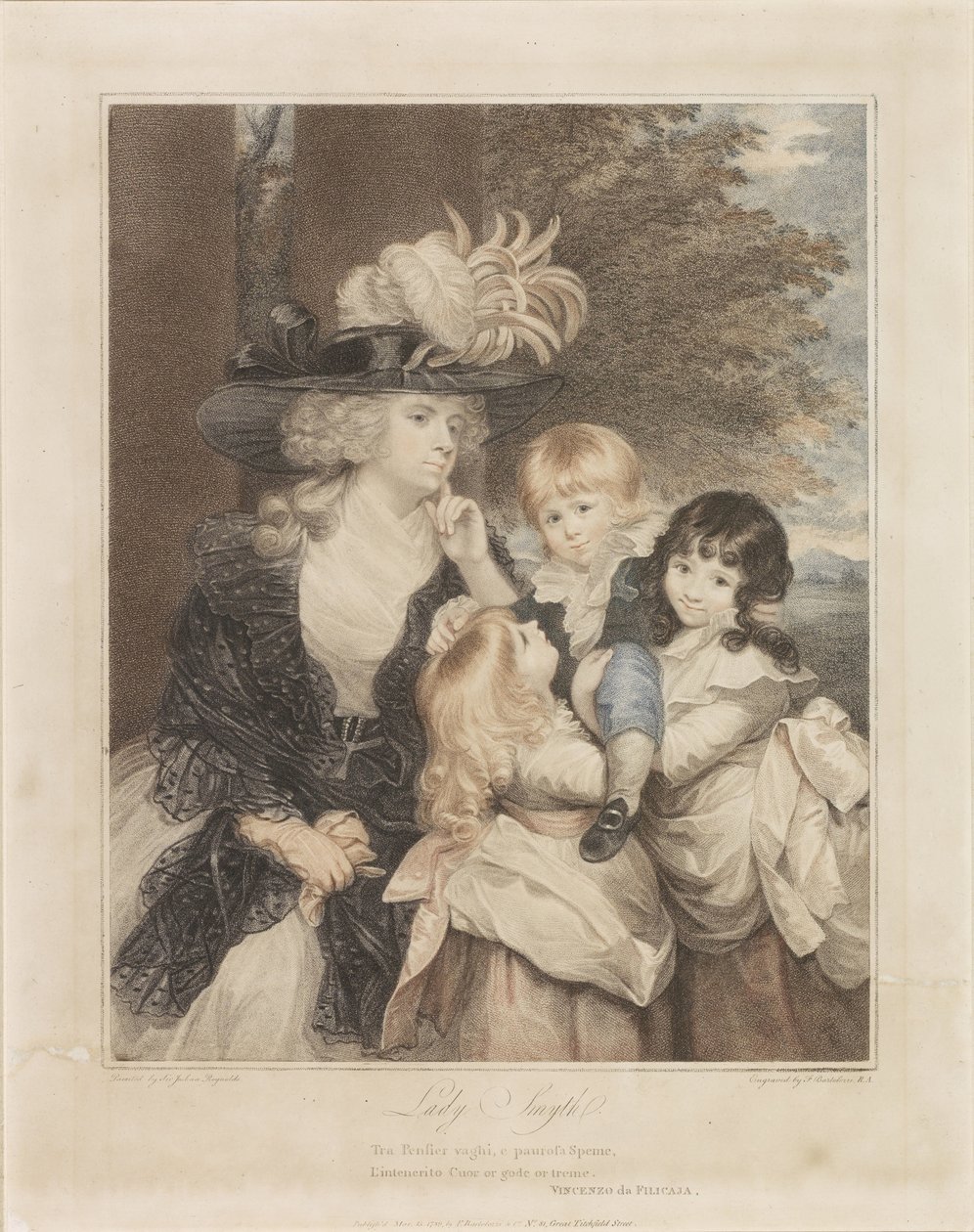 Portrett av Lady Smith og hennes tre barn av Francesco Bartolozzi