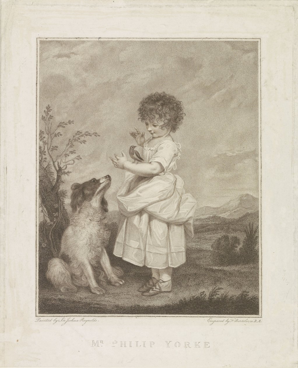 Portrett av Philip Yorke med hund og fugl av Francesco Bartolozzi