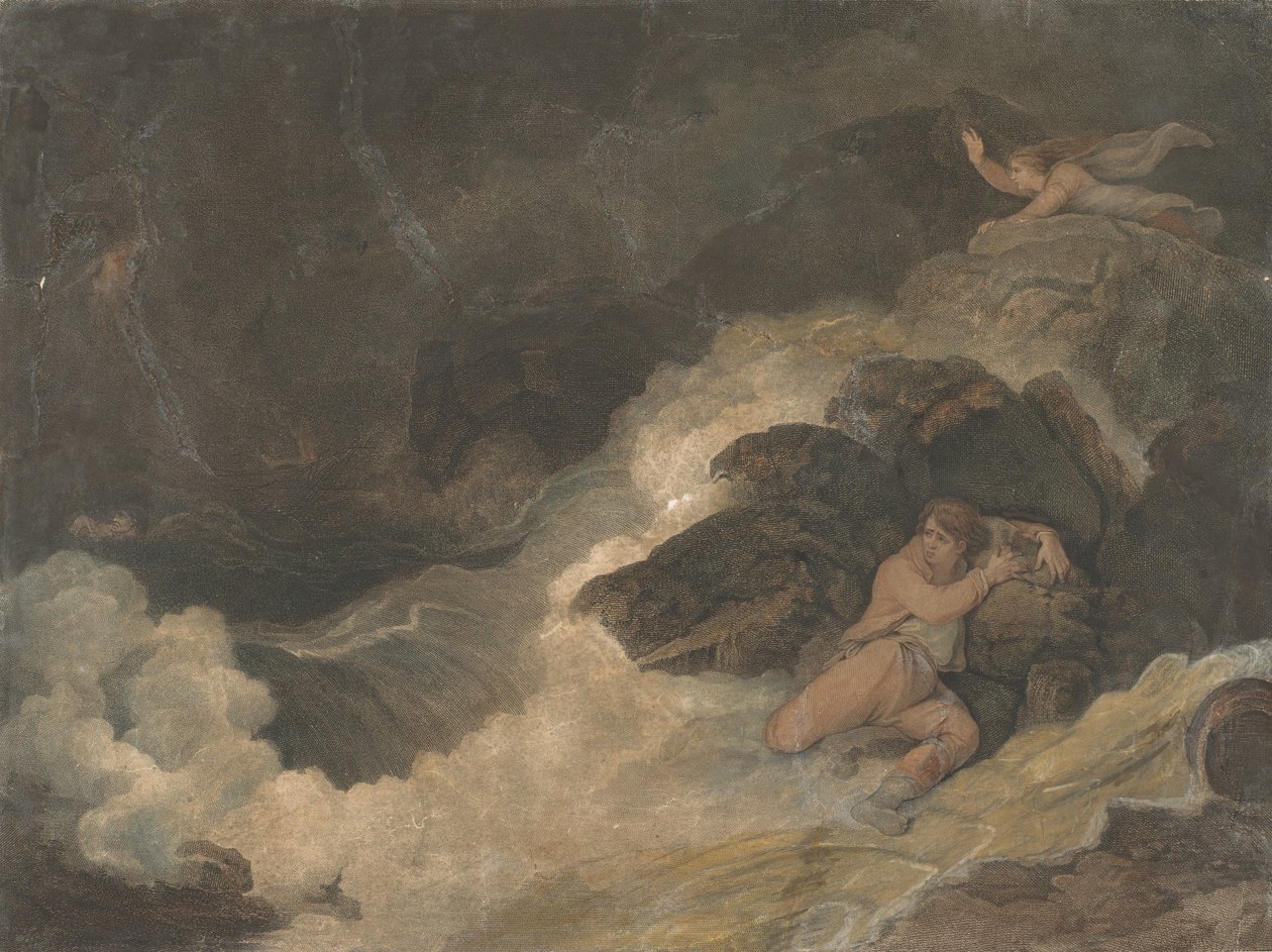 Shakespeares Tempest Macklins britiske poeter, 1798. av Francesco Bartolozzi