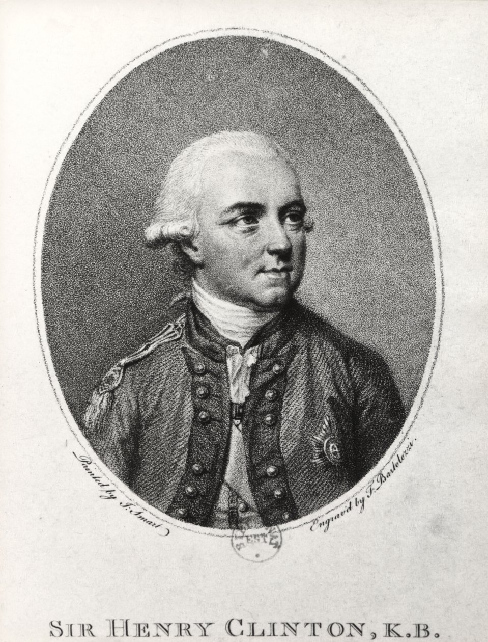Sir Henry Clinton (1730-95) (gravering) (s/hvitt foto) av Francesco Bartolozzi