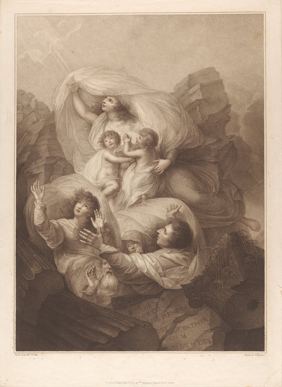 En from families oppstandelse fra graven på den ytterste dag av Francesco Bartolozzi