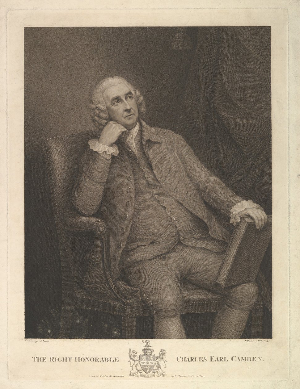 The Right Honorable Charles Pratt, 1st Earl Camden, Lord Chancellor, 1795. av Francesco Bartolozzi