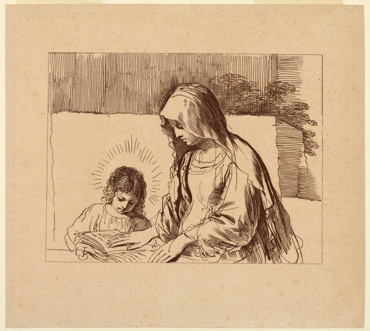 Jomfruen som underviser Jesusbarnet av Francesco Bartolozzi