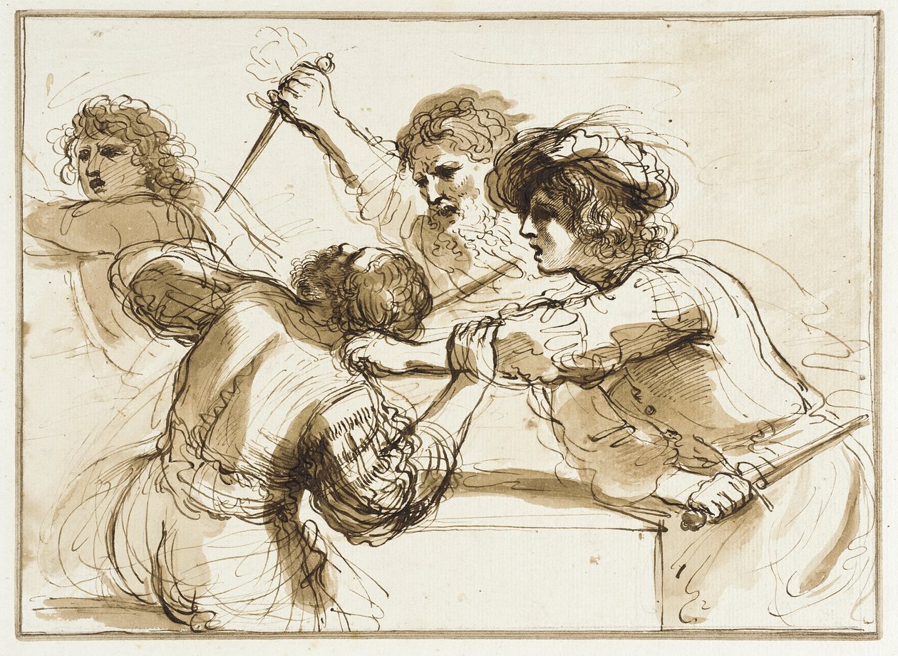 To menn dreper Amnon mens en annen flykter av Francesco Bartolozzi