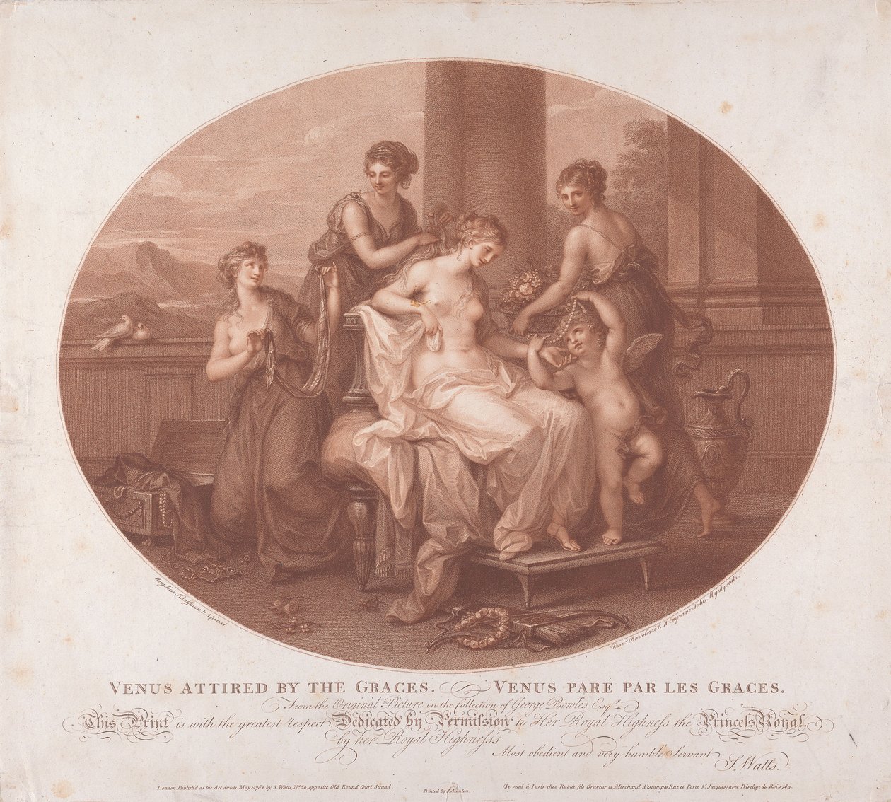 Venus kledd av gratiene av Francesco Bartolozzi