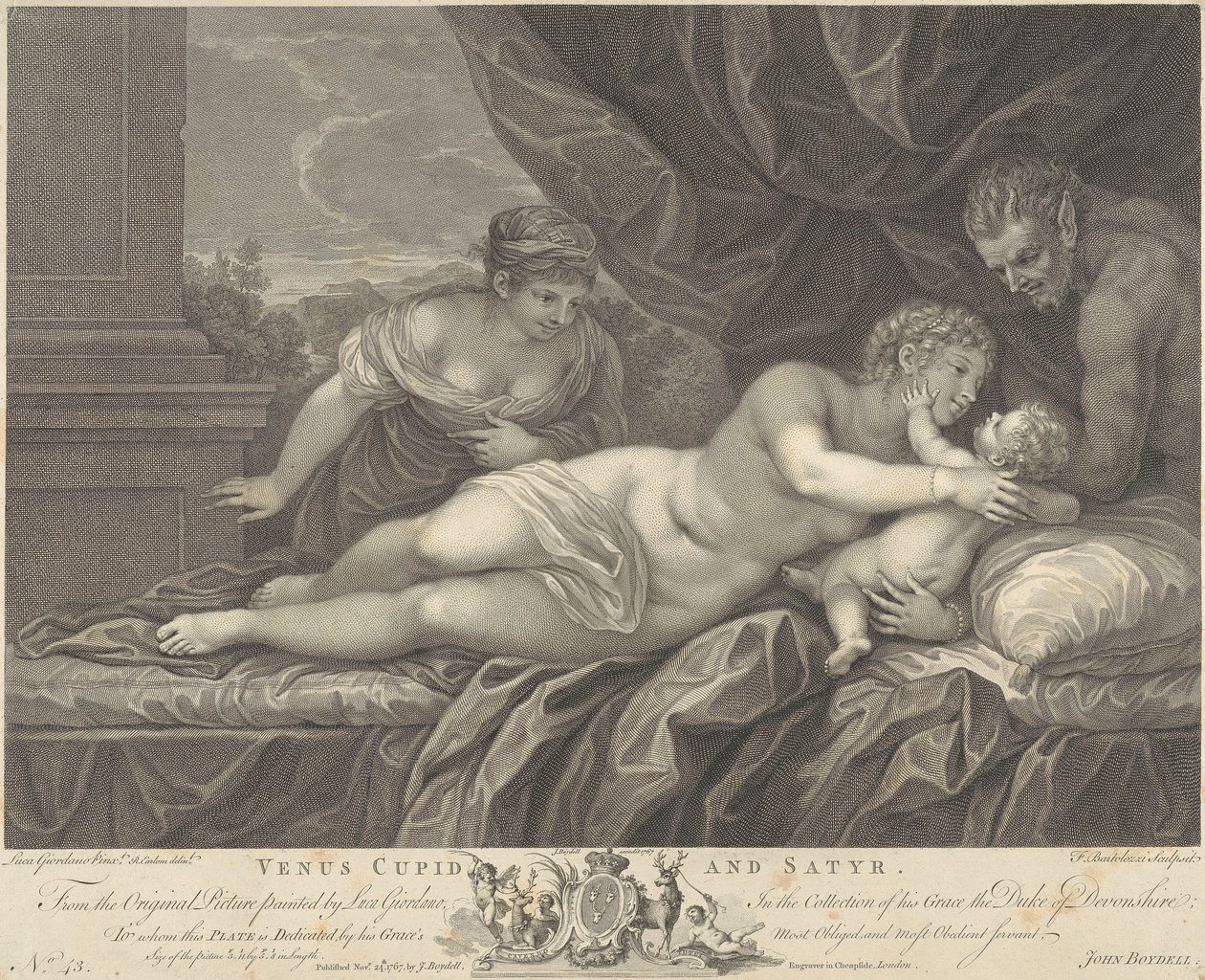 Venus, Amor og satyr av Francesco Bartolozzi