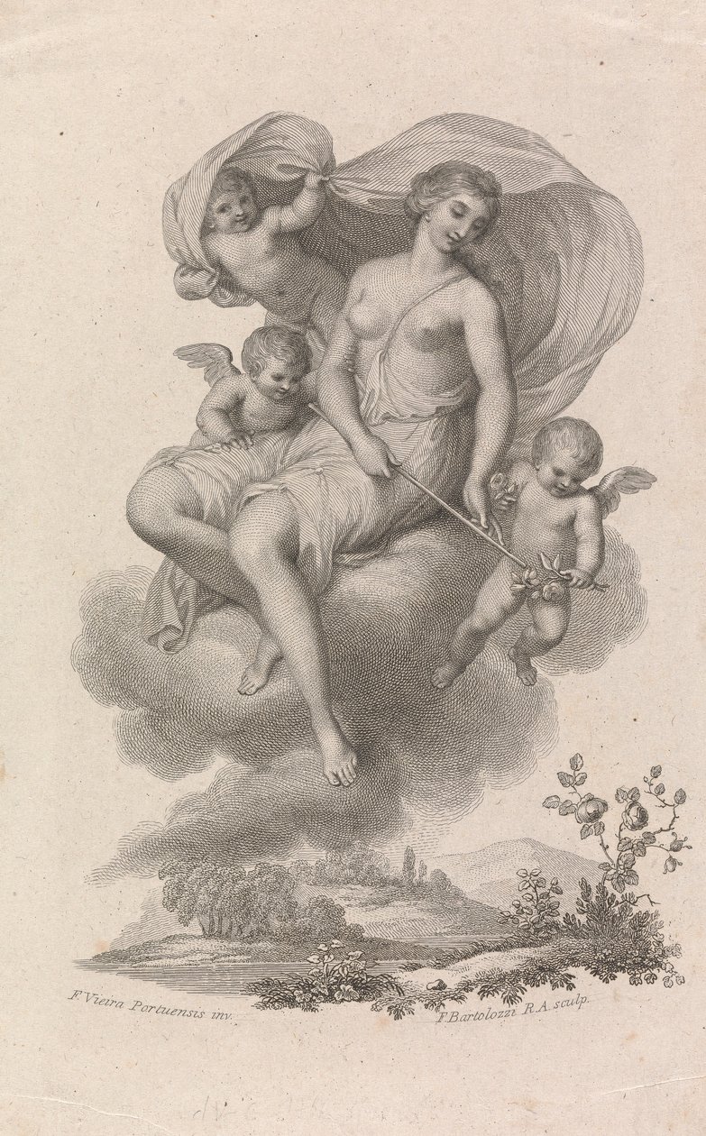 Venus med tre amoriner på himmelen av Francesco Bartolozzi