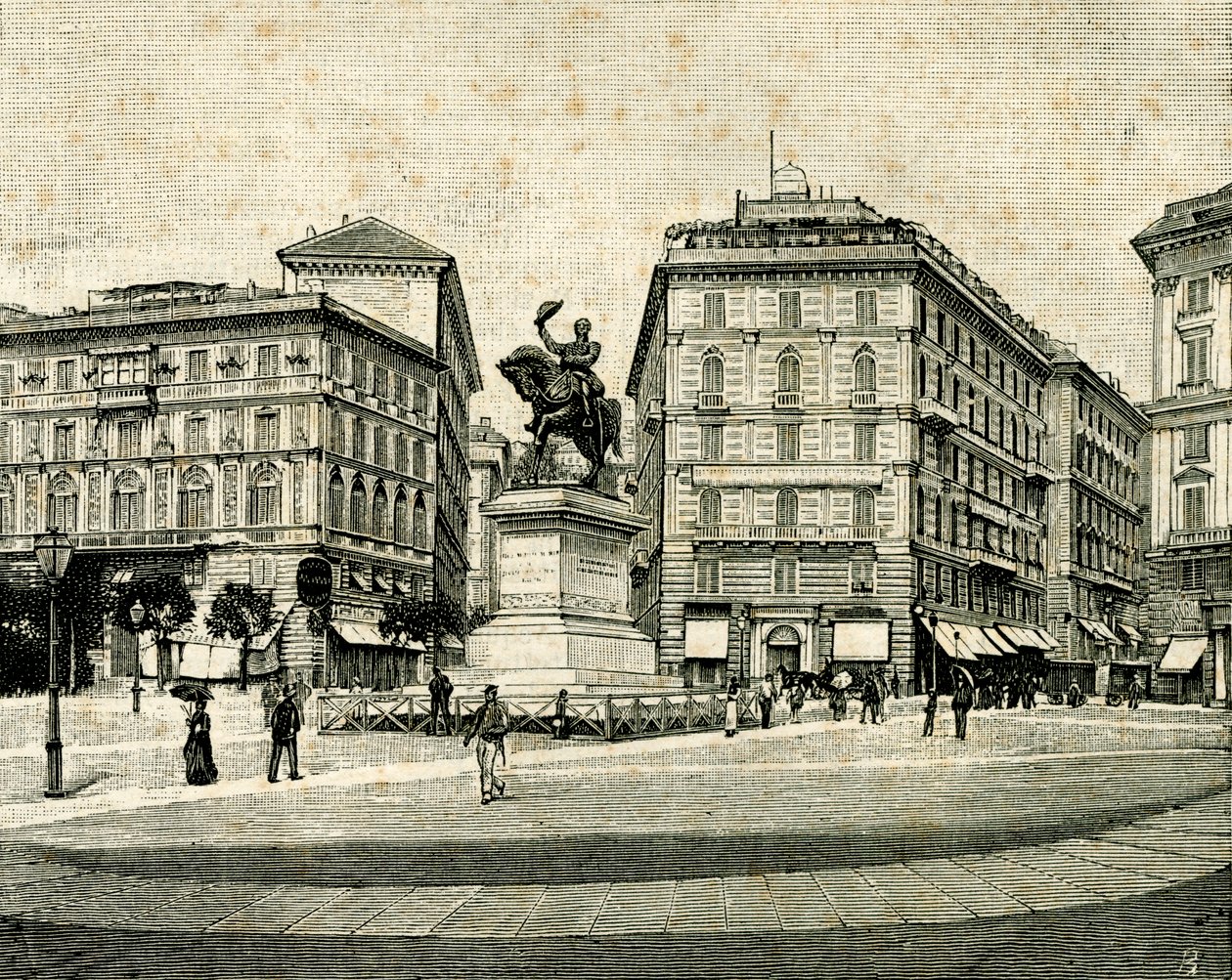 Monument til Victor Emmanuel II (1820-1878), av Francesco Barzaghi (1839-1892), Piazza Corvetto, Genova, Liguria, Italia av Francesco Barzaghi