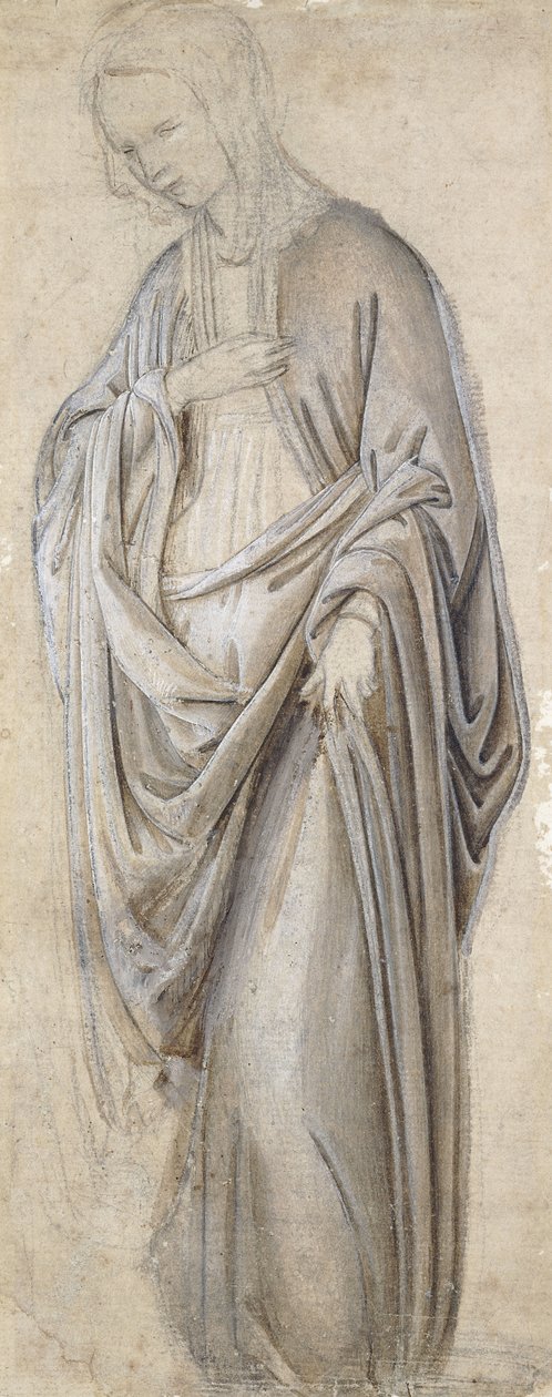 En draperistudie for en jomfru-annunciate, av Francesco Botticini