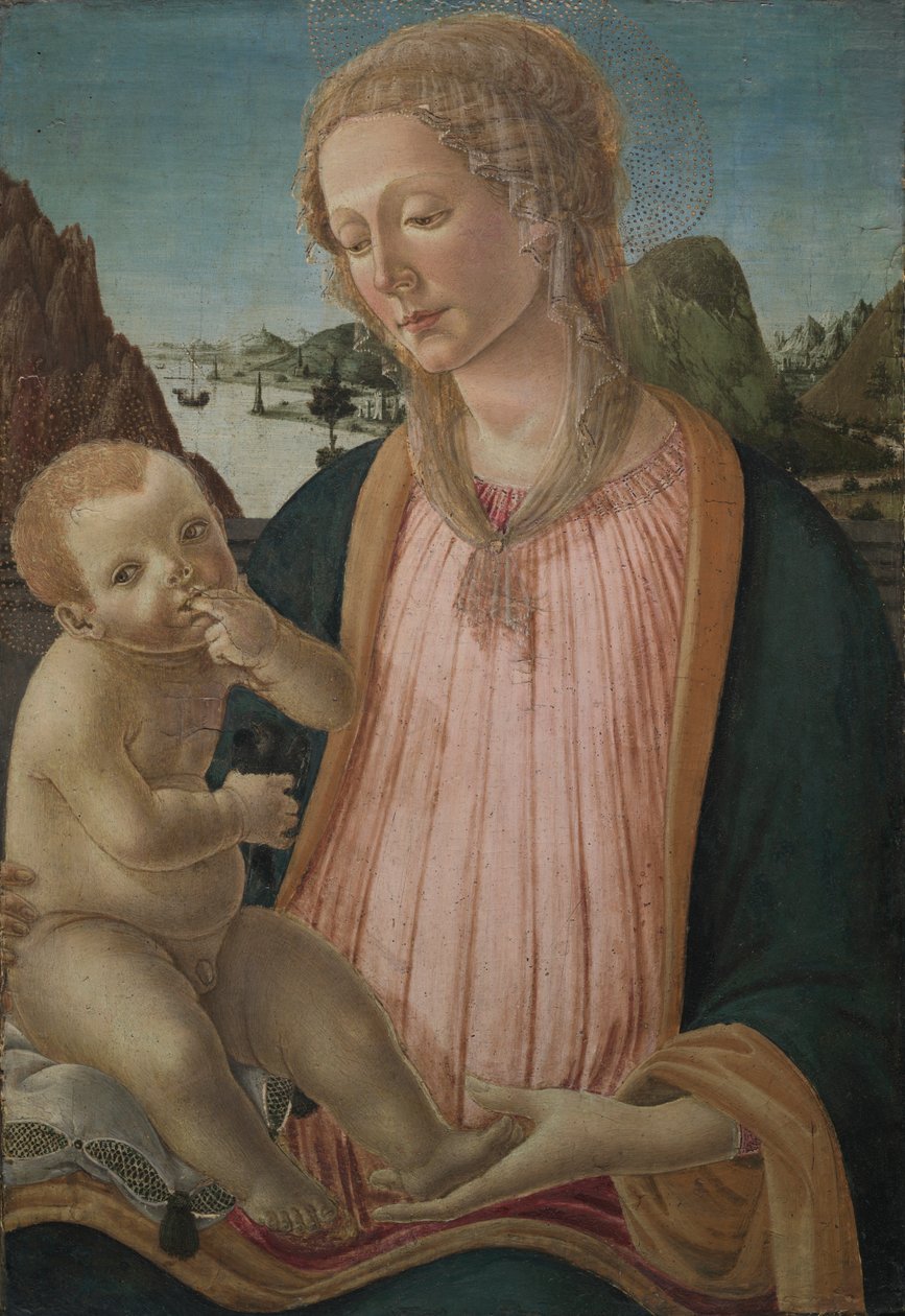 Madonna og barn, ca. 1475-1480 (tempera på poppelpanel) av Francesco Botticini