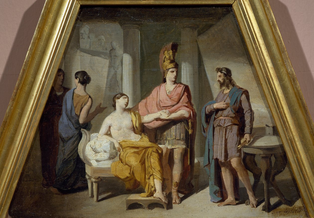 Alexander gir sin elskerinne Campaspe til Apelles, av Francesco Coghetti (1804-1875), olje på lerret av Francesco Coghetti