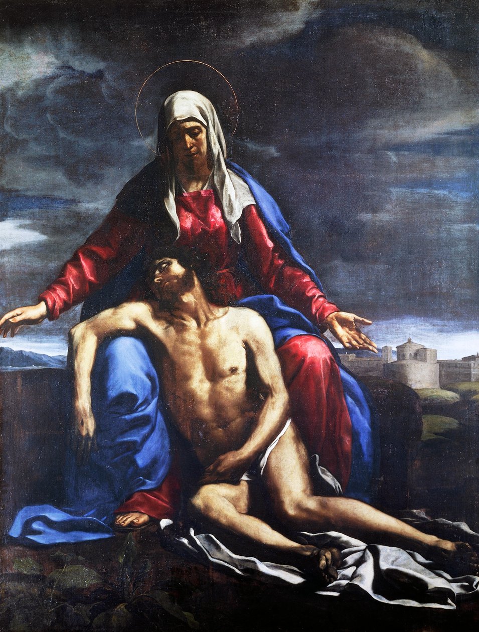 Piety, av Francesco Cozza (1605-1682), olje på lerret, 221x167 cm. av Francesco Cozza