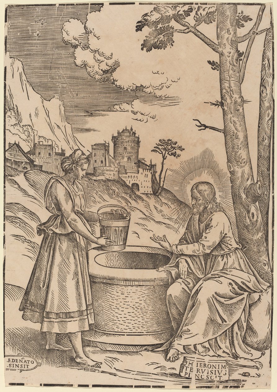 Kristus og kvinnen i Samaria av Francesco Denanto after Girolamo Pennacchi