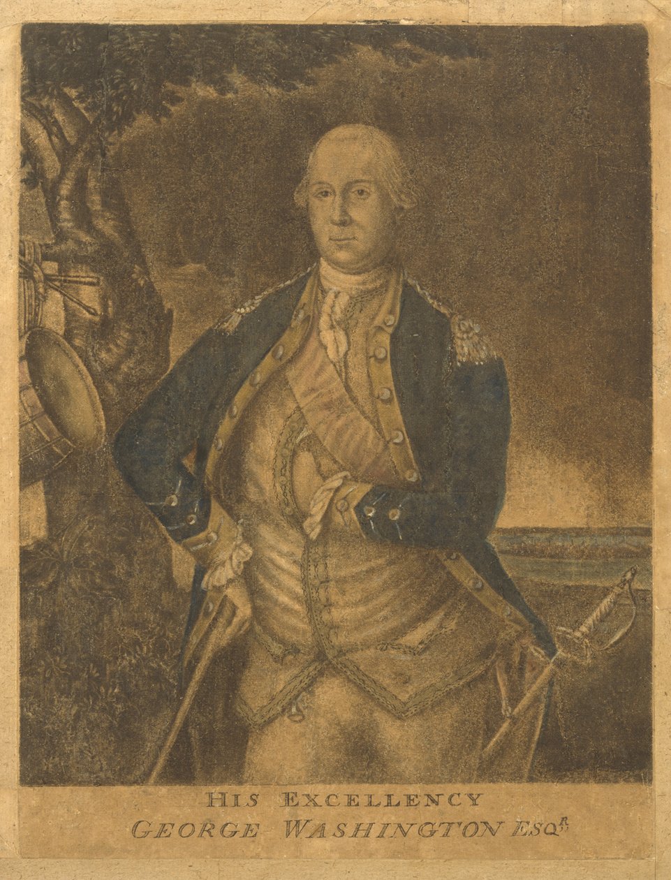 Hans eksellens, George Washington Esqr., ca. 1776 (mezzotint) av Francesco Fergola