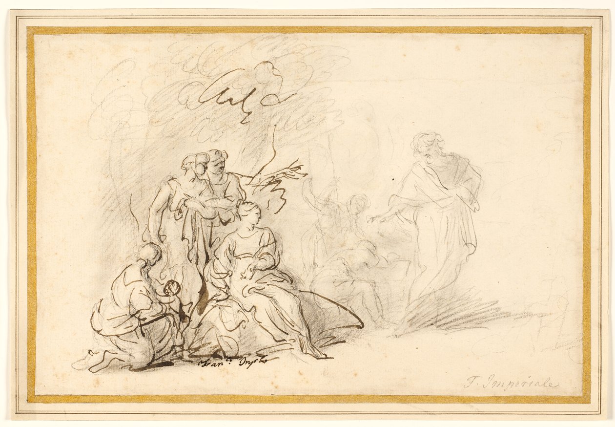 Rebecca skjuler husgudene for Laban av Francesco Fernandi