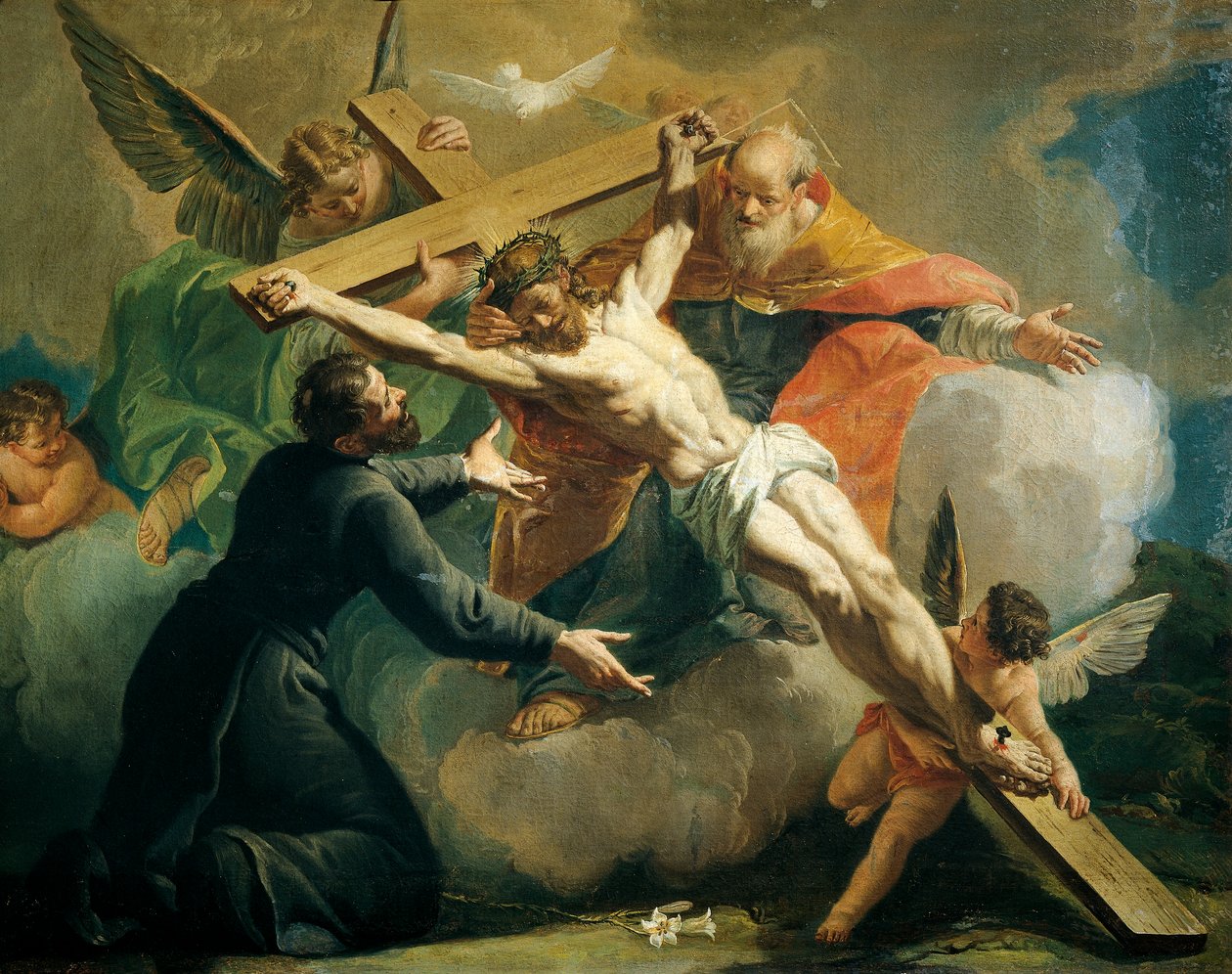 Korsfestelse med Gud Faderen og den hellige Ignatius av Loyola, av Francesco Fontebasso (1709-1769). av Francesco Fontebasso