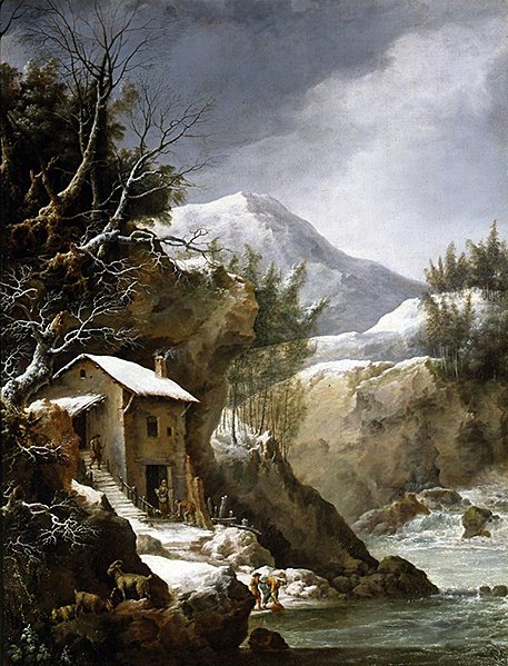 Vinterscene i fjellene (olje på lerret) av Francesco Foschi