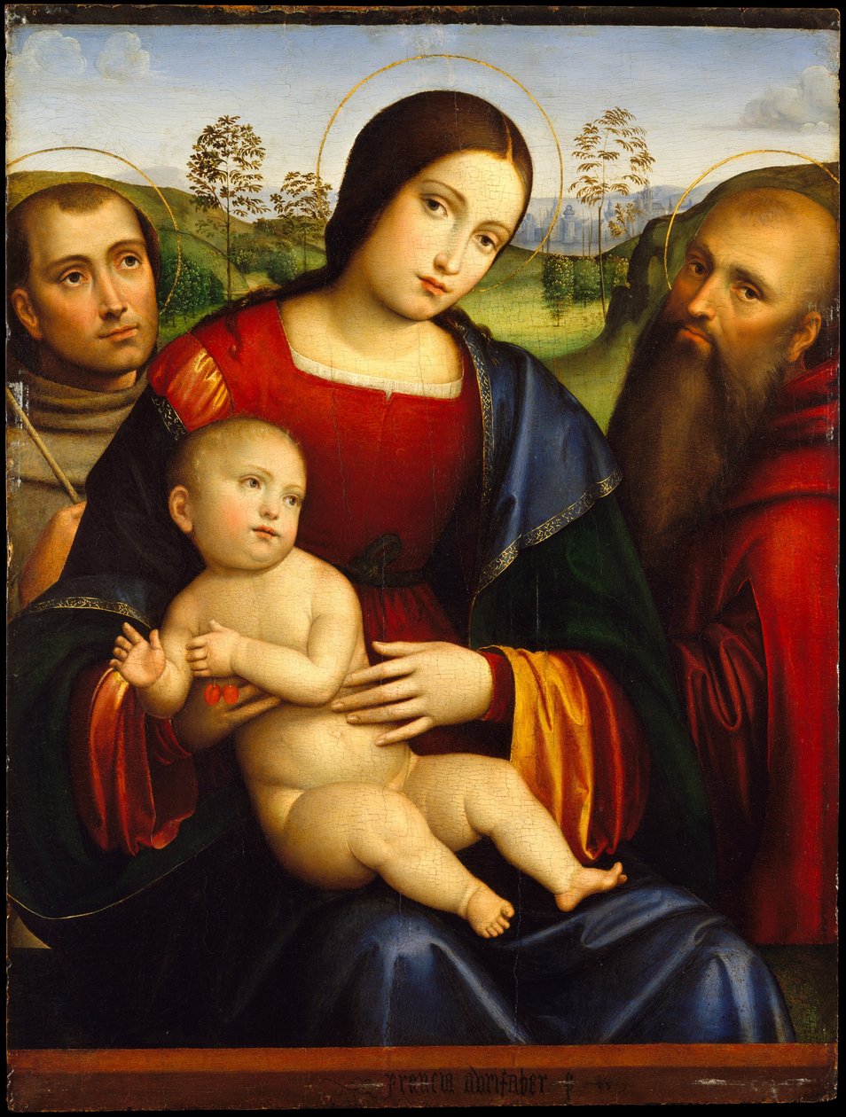 Madonna med barnet og de hellige Frans og Hieronymus av Francesco Francia