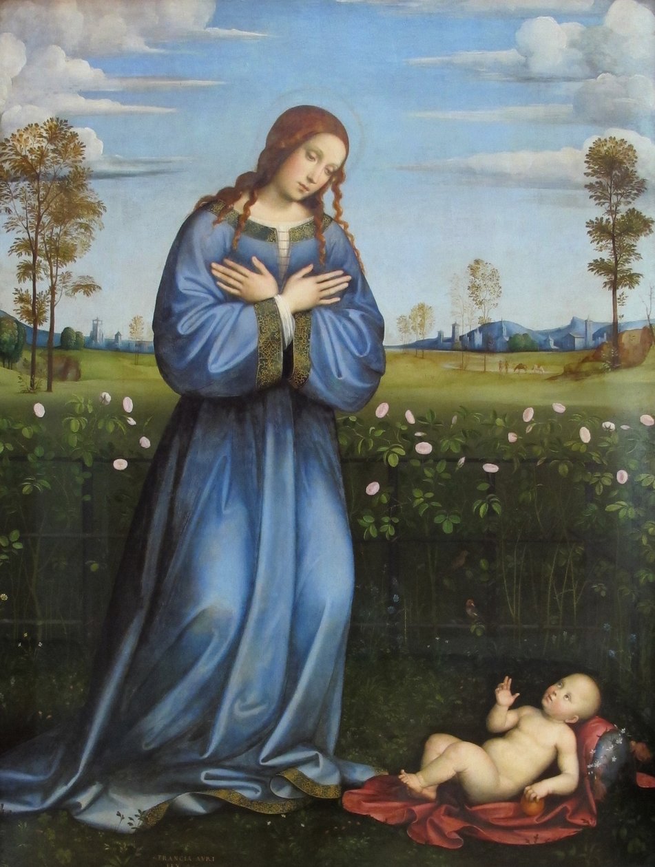 Madonna i rosebuen av Francesco Francia